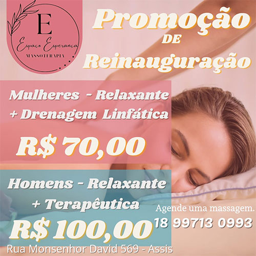 Divulgação - Para as mulheres, uma massagem relaxante, com drenagem linfática por apenas R$70,00 - Foto: Divulgação