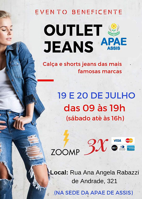 Divulgação - Cartaz de Divulgação da Outlet Jeans da Apae de Assis