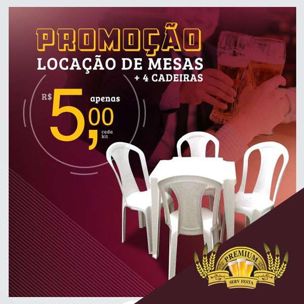 Aproveite a promoção de kit de mesa com quatro cadeiras por apenas R$5,00
