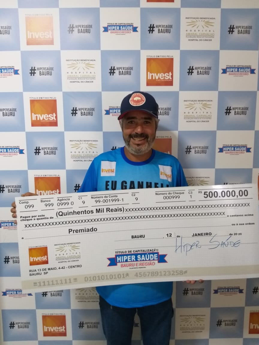 Divulgação - Natal Rogério Vitores ganhou R$250 mil no quarto prêmio da cartela do Hiper Saúde Bauru