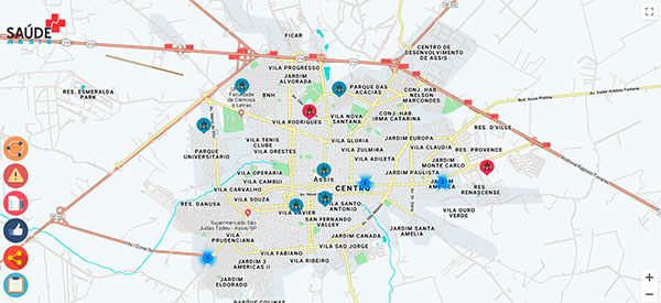Divulgação - Mapa da Dengue mostra os locais onde casos já foram confirmados em Assis