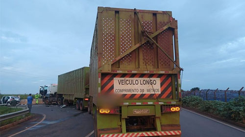divulgação - Idosa morre após carro atingir caminhão canavieiro em rodovia de Canitar — Foto: Polícia Rodoviária/Divulgação