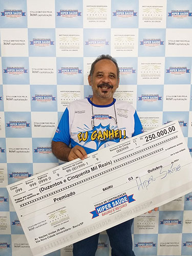 divulgação - Sidney Pereira de Souza, de Paraguacu Paulista, ganhou sozinho R$ 250 mil no quarto sorteio do dia 3 de outubro