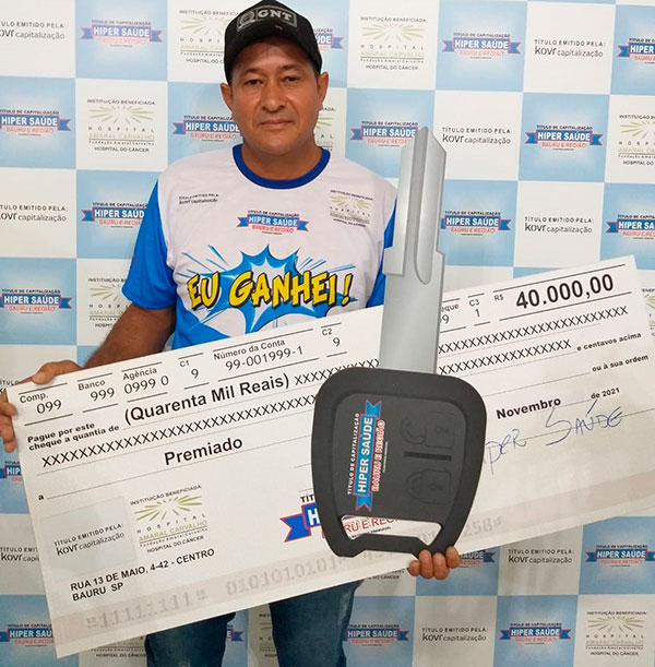 Divulgação - Eduardo Marcos faturou R$40 mil e uma Fiat Toro - Foto: Divulgação Hiper Saúde