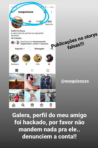 Divulgação - Perfil hackeado por golpistas - Foto: Reprodução Instagram