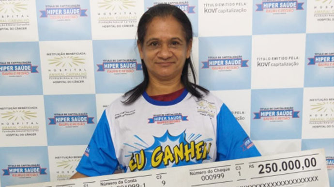 Divulgação - Maria Luiza dos Santos, foi uma das ganhadoras do 4º sorteio dividido entre cinco pessoas