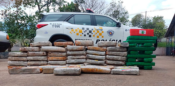 Divulgação - 64 tabletes de maconha foram apreendidos pela polícia - Foto: Divulgação/Polícia Rodoviária