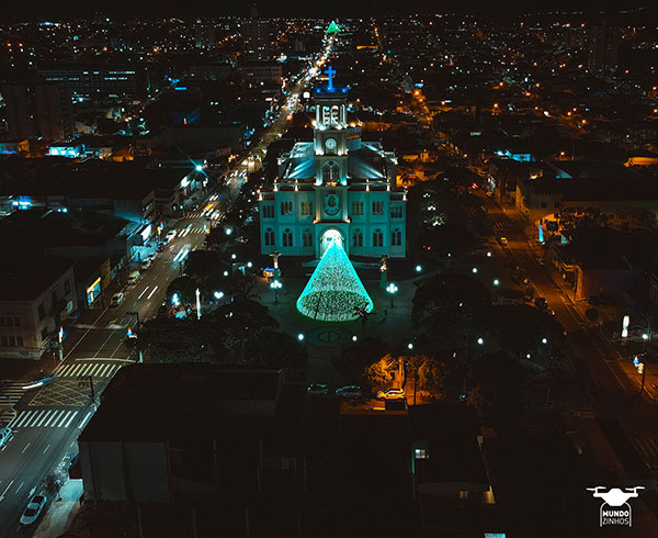 divulgação - Catedral de Assis iluminad com árvore de Natal - Foto: Mundozinhos