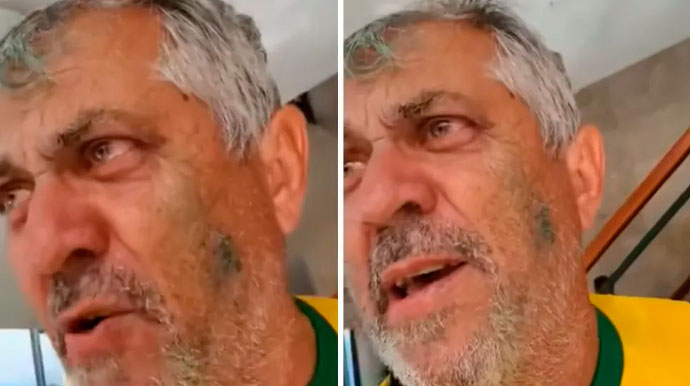 Bolsonarista de Ourinhos aparece em vídeo pedindo para gravá-lo enquanto destrói vidraça do STF — Foto: Arquivo pessoal