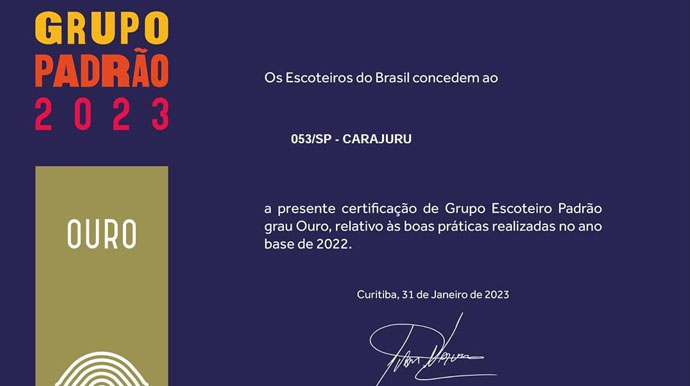 Divulgação - Certificado da premiação 'Grupo Padrão Ouro' - Foto: Divulgação