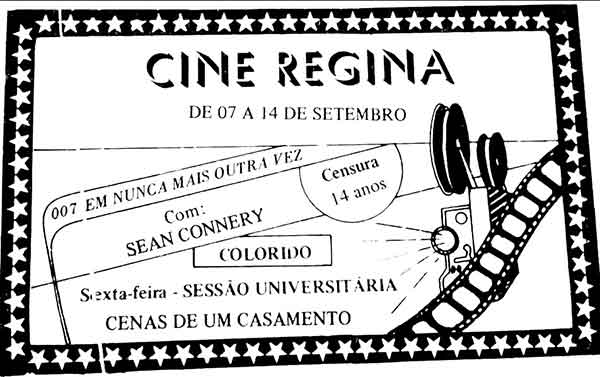 Divulgação - Bilhete do cine Regina