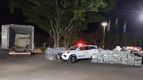 Polícia Militar Rodoviária/Divulgação - Polícia Rodoviária encontra grande quantidade de maconha escondida em caminhão que transportava sofá - FOTO: Polícia Militar Rodoviária