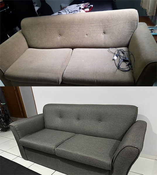 Divulgação - Antes e depois de sofá reformado pela Odipa - Foto: Divulgação