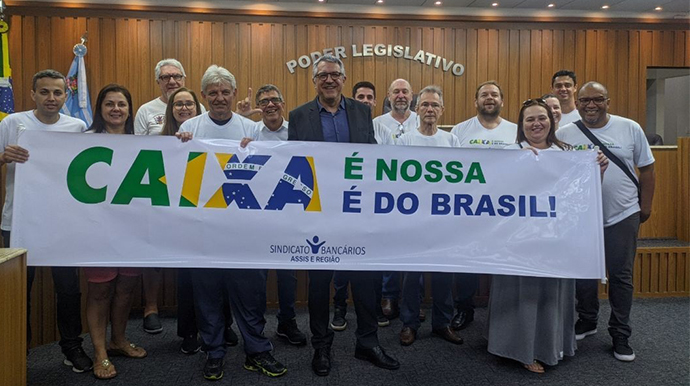 Redes Sociais/Divulgação - Bancários discutem sobre a importância da Caixa para os brasileiros com ministro Padilha - FOTO: Redes Sociais/Divulgação
