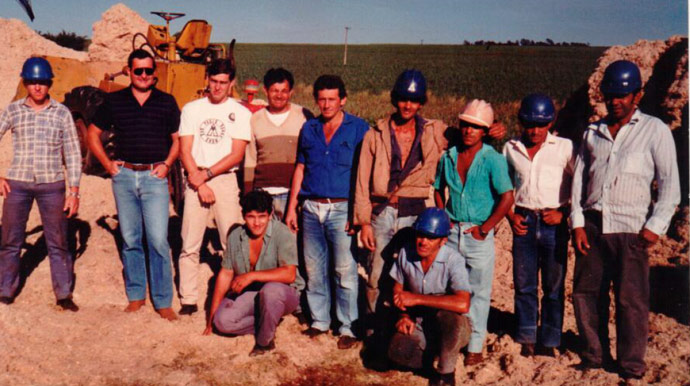 Geraldo e os colaboradores em 1990