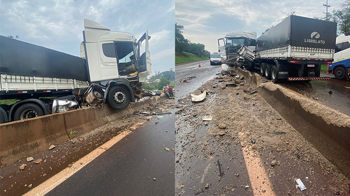 Portal AssisCity - Dois acidentes envolvendo três caminhões causa lentidão na Raposo Tavares - FOTO: Portal AssisCity