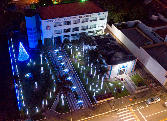 Divulgação/Departamento de Comunicação - Vista aérea da iluminação de Natal realizada pela Prefeitura no ano de 2022  - Foto Divulgação/Departamento de Comunicação
