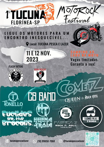 Divulgação/Tucuna Moto Rock Festival - 1º Tucuna Moto Rock Festival de Florínea contará com várias apresentações imperdíveis - Foto Divulgação/Tucuna Moto Rock Festival