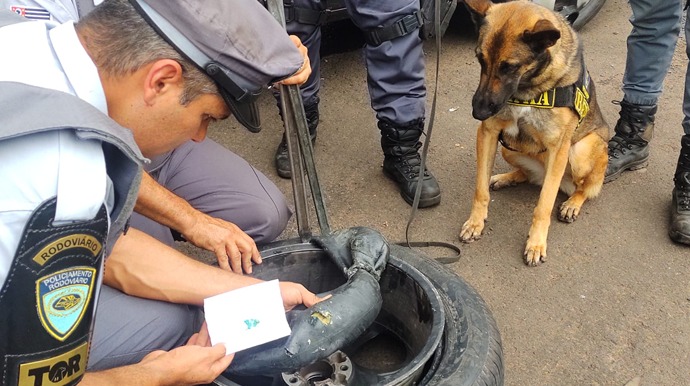 Divulgação/Policia Rodoviaria - Polícia prende homem com droga escondida em estepe de pneu na Raposo Tavares em Assis
