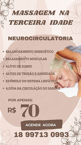 Divulgação - A massagem neurocirculatória para o público da terceira idade, sai por apenas R$70,00 - Foto: Divulgação