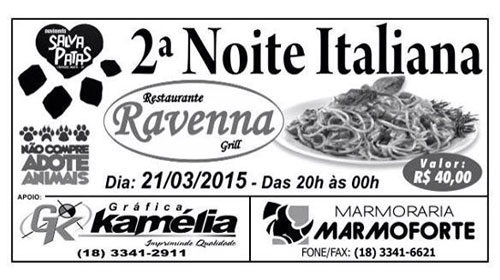 Noite Italiana Movimento Salva Patas acontece dia 21