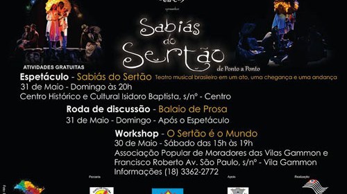 Paraguaçu recebe apresentação gratuita do espetáculo “Sabiás do Sertão”