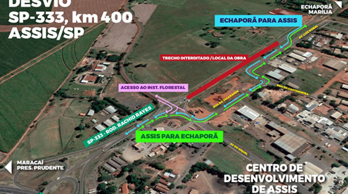Construção de trevo vai alterar tráfego na ligação Marília-Assis por seis meses