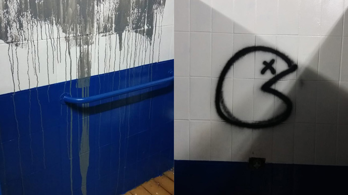 Banheiro do Parque Buracão vira alvo de vandalismo e pichações em Assis