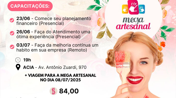 Projeto “Mãos que transformam” oferece capacitações e viagem para a Mega Artesanal por apenas R$ 84,00