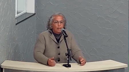 Dina Ferreira (Rep) durante sua fala na tribuna da Câmara Municipal de Quintana - FOTO: Reprodução