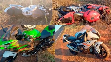 4 das 5 motos envolvidas no acidente - FOTO: Divulgação