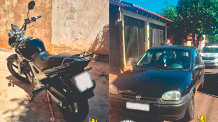Moto foi recuperada e carro utilizado na ação foi apreendido - FOTO: Polícia Militar