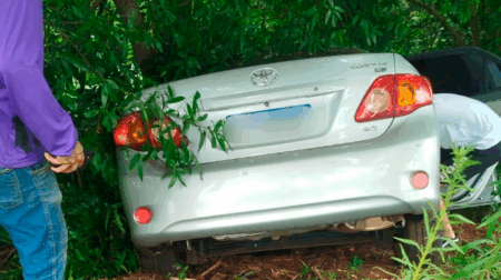 Veículo só parou após bater contra uma árvore - FOTO: Enviada ao Portal AssisCity