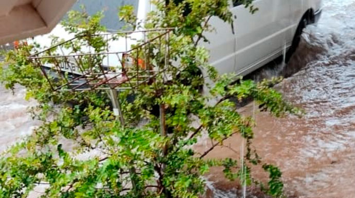 Em alguns pontos a água dificultou a circulação dos veículos. Foto: Reprodução./ Redes Sociais
