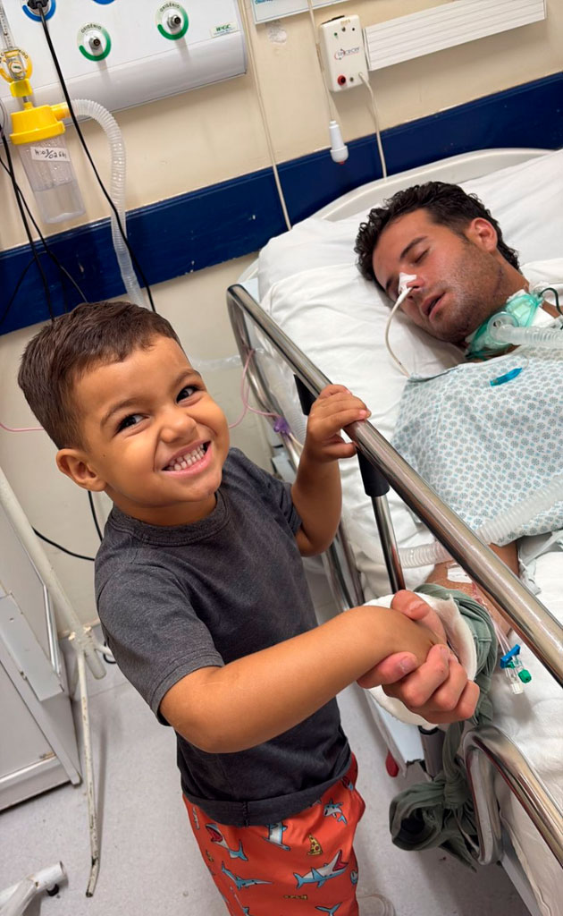 João Gabriel com o filho Heitor, durante o período de internação. Foto: Arquivo Pessoal