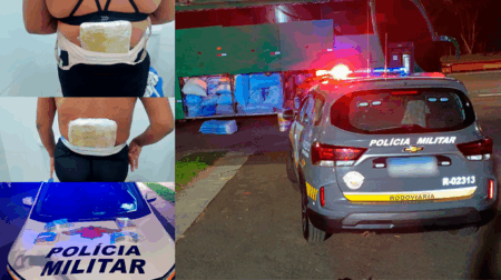 Drogas foram encontradas junto ao corpo dos passageiros, como se fosse um colete à prova de balas - FOTO: Polícia Militar Rodoviária/Divulgação
