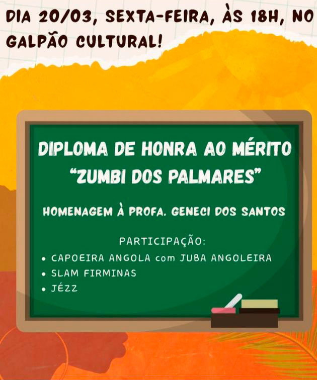Evento contará com apresentações de Capoeira Angola, Slam Firminas e homenagem musical de Jezz. Foto: Divulgação