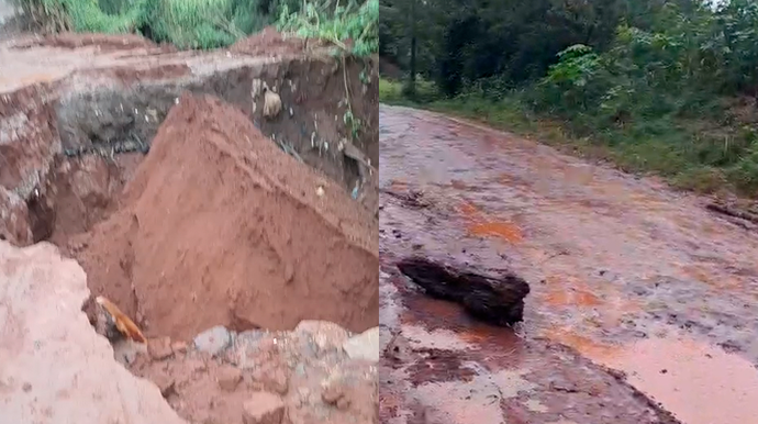 Moradores temem perder acesso a estrada rural após chuva aumentar erosão na Água da Fortuna em Assis FOTO: Imagens enviadas ao Portal AssisCity