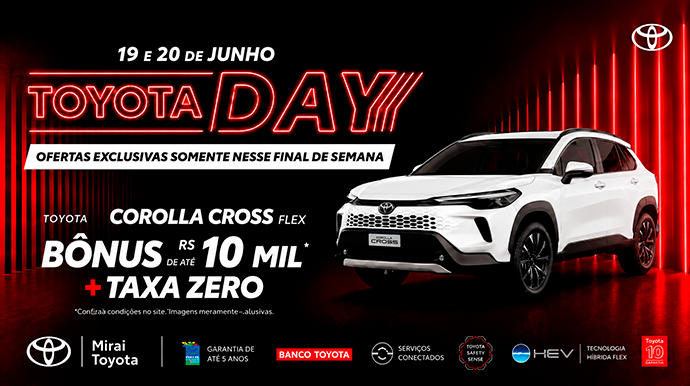 Toyota Day traz condições especiais com taxa zero e R$ 10 mil de bônus neste fim de semana em Assis